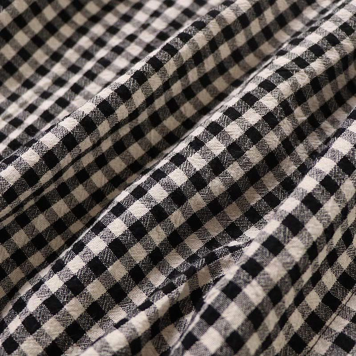 Buddha Stones Langarm-Karokleid mit schlichten Knöpfen, Rüschen und Taschen - image 16