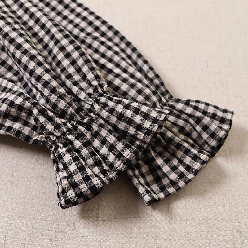 Buddha Stones Langarm-Karokleid mit schlichten Knöpfen, Rüschen und Taschen - image 17