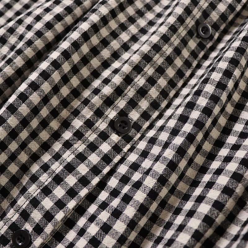 Buddha Stones Langarm-Karokleid mit schlichten Knöpfen, Rüschen und Taschen - image 15