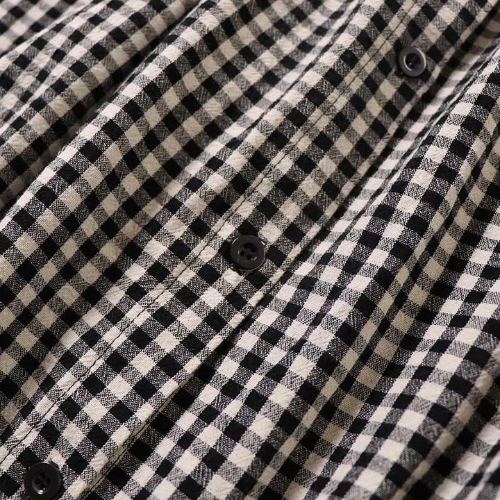 Buddha Stones Langarm-Karokleid mit schlichten Knöpfen, Rüschen und Taschen - image 15