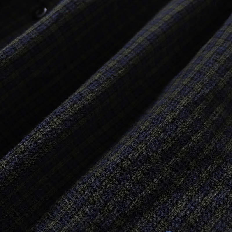 Buddha Stones Langarm-Karokleid mit schlichten Knöpfen, Rüschen und Taschen - image 3