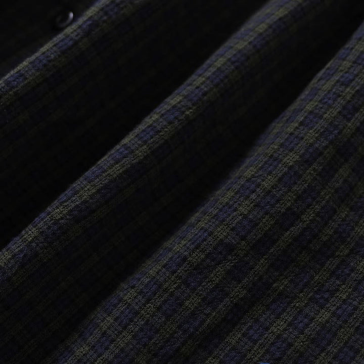 Buddha Stones Langarm-Karokleid mit schlichten Knöpfen, Rüschen und Taschen - image 3