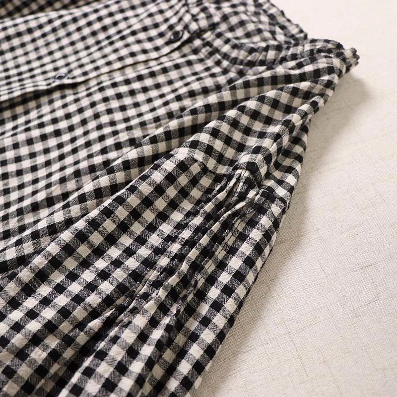 Buddha Stones Langarm-Karokleid mit schlichten Knöpfen, Rüschen und Taschen - image 13