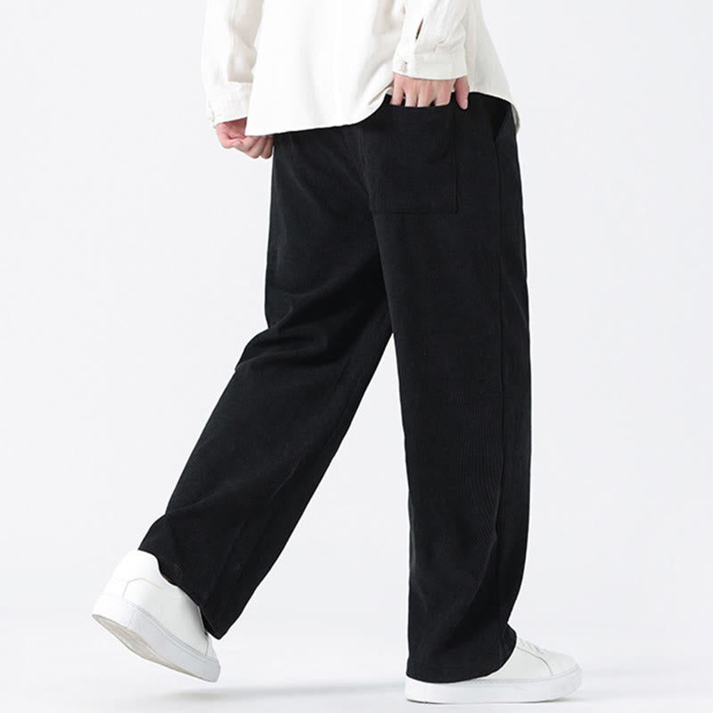 Buddha Stones Schlichte Herren-Cordhose mit chinesischem Frosch-Knopf-Design und Kordelzug und Taschen - image 20