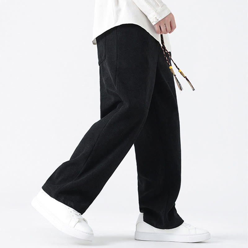 Buddha Stones Schlichte Herren-Cordhose mit chinesischem Frosch-Knopf-Design und Kordelzug und Taschen - image 19