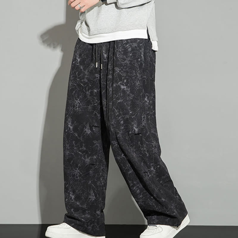 Buddha Stones Lässige Herrenhose mit Vintage-Tarnmuster und Kordelzug und Taschen - Schwarz - US/ UK/AU46，EU56 (5XL) - image 1