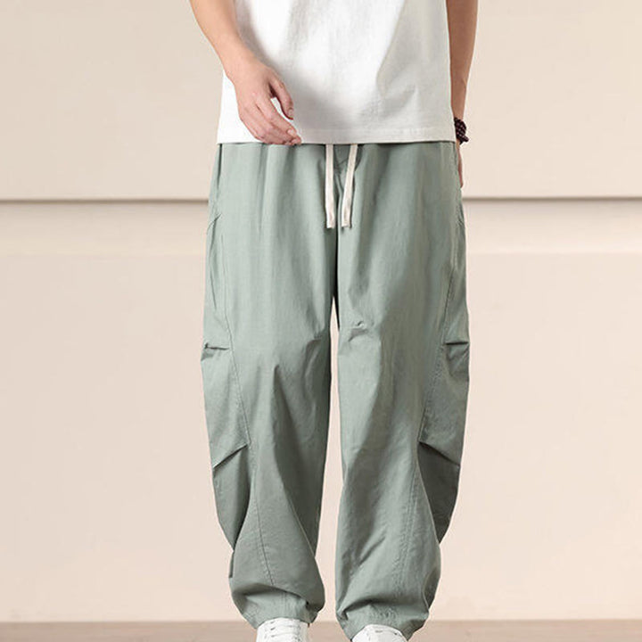 Buddha Stones Lässige Vintage-Cargohose für Herren mit einfarbigem Kordelzug und Taschen - image 18