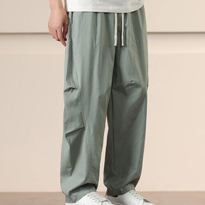 Buddha Stones Lässige Vintage-Cargohose für Herren mit einfarbigem Kordelzug und Taschen - image 19