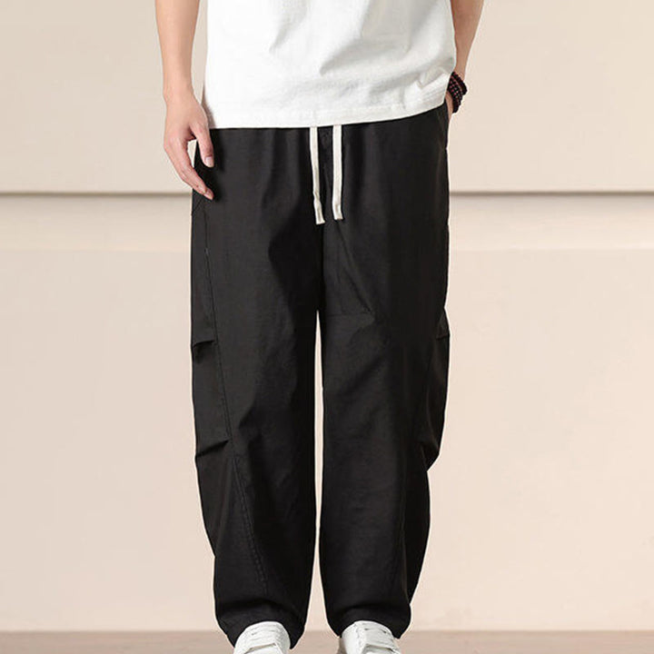 Buddha Stones Lässige Vintage-Cargohose für Herren mit einfarbigem Kordelzug und Taschen - image 10