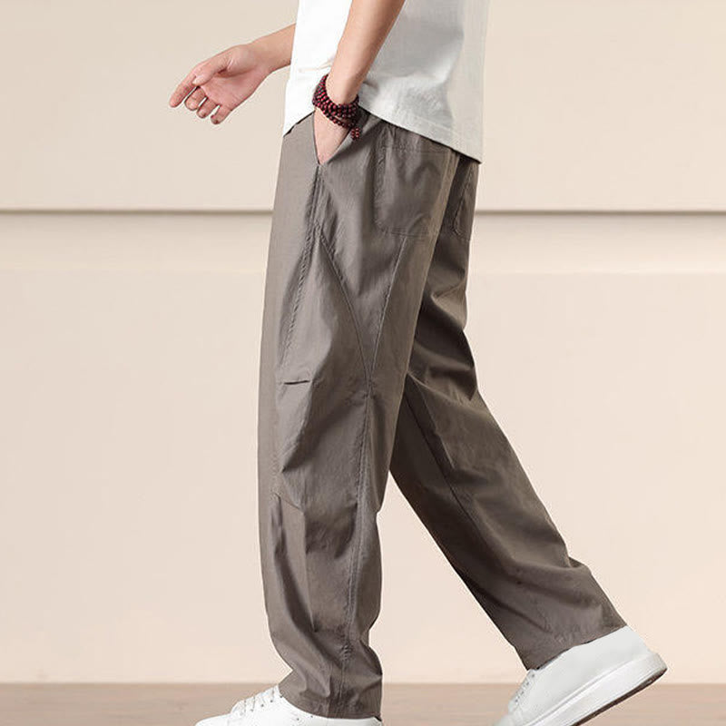 Buddha Stones Lässige Vintage-Cargohose für Herren mit einfarbigem Kordelzug und Taschen - image 28