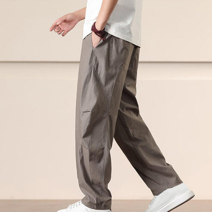 Buddha Stones Lässige Vintage-Cargohose für Herren mit einfarbigem Kordelzug und Taschen - image 28