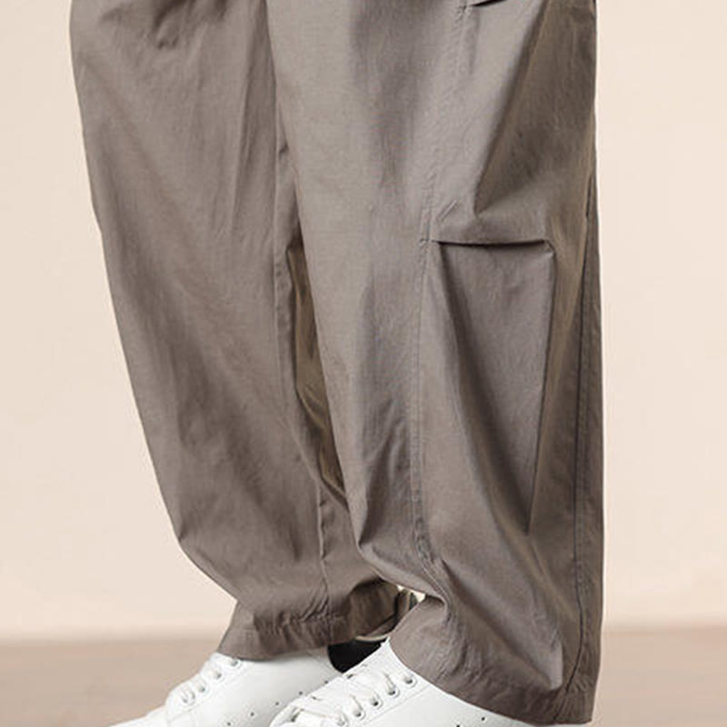Buddha Stones Lässige Vintage-Cargohose für Herren mit einfarbigem Kordelzug und Taschen - image 37