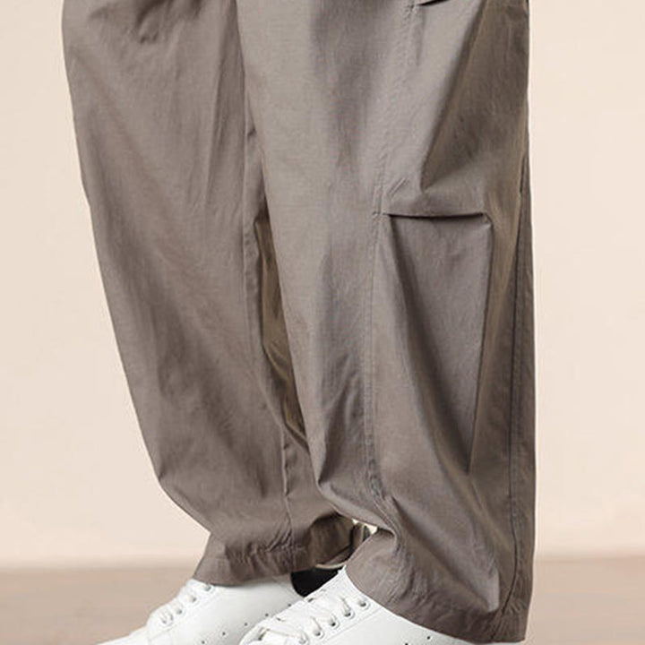 Buddha Stones Lässige Vintage-Cargohose für Herren mit einfarbigem Kordelzug und Taschen - image 37