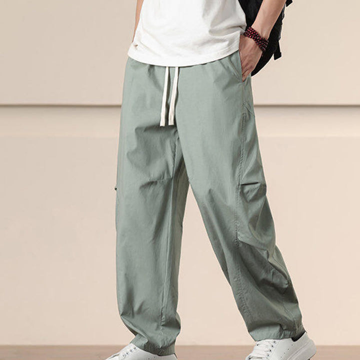 Buddha Stones Lässige Vintage-Cargohose für Herren mit einfarbigem Kordelzug und Taschen - image 20