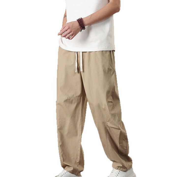 Buddha Stones Lässige Vintage-Cargohose für Herren mit einfarbigem Kordelzug und Taschen - image 8