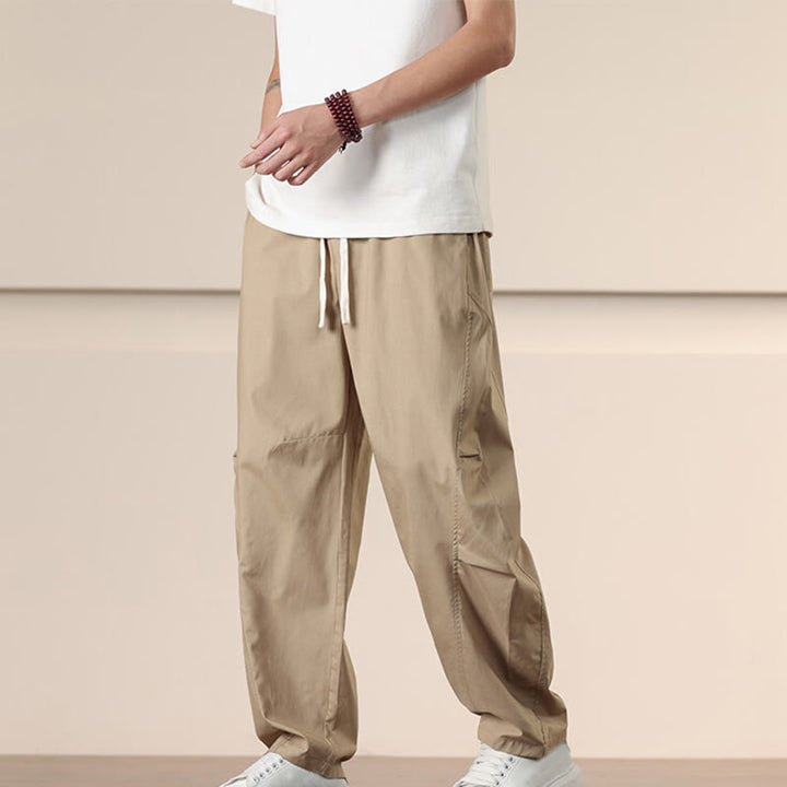 Buddha Stones Lässige Vintage-Cargohose für Herren mit einfarbigem Kordelzug und Taschen - Blassgoldenrode - US/UK/AU46, EU56 (5XL) - image 0