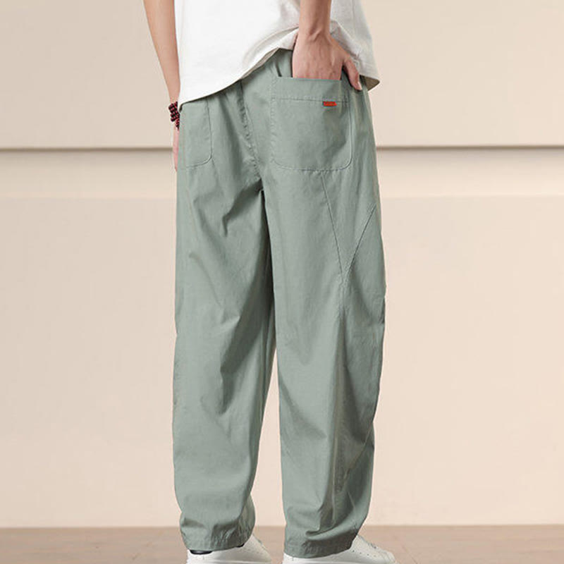 Buddha Stones Lässige Vintage-Cargohose für Herren mit einfarbigem Kordelzug und Taschen - image 23