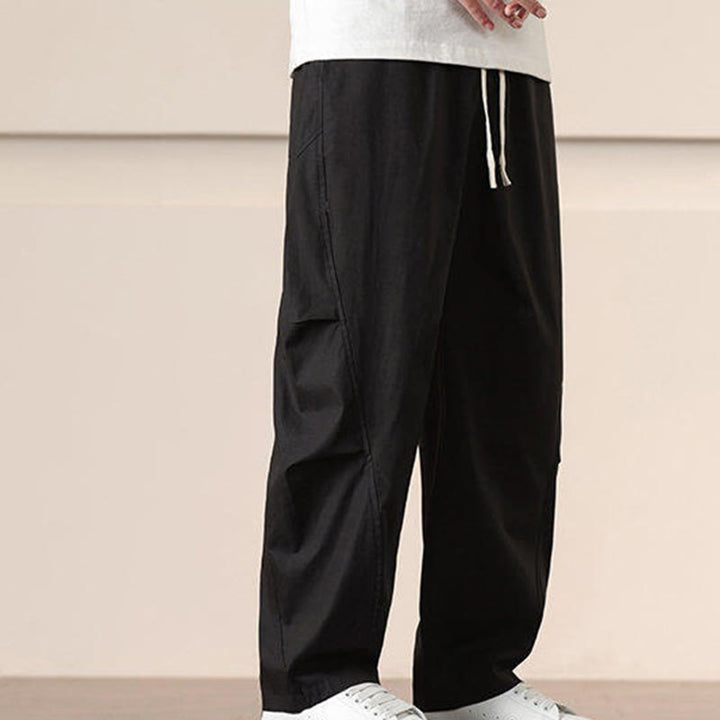 Buddha Stones Lässige Vintage-Cargohose für Herren mit einfarbigem Kordelzug und Taschen - image 11