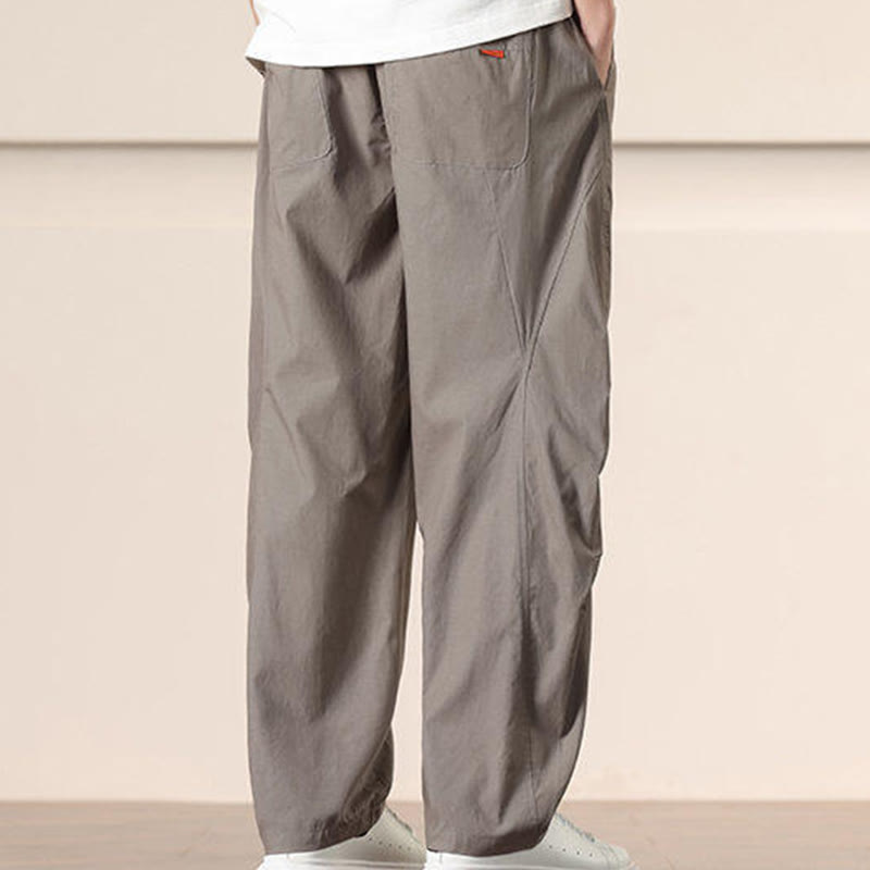 Buddha Stones Lässige Vintage-Cargohose für Herren mit einfarbigem Kordelzug und Taschen - image 32