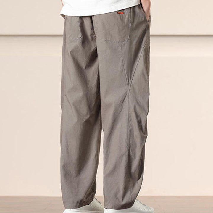 Buddha Stones Lässige Vintage-Cargohose für Herren mit einfarbigem Kordelzug und Taschen - image 32
