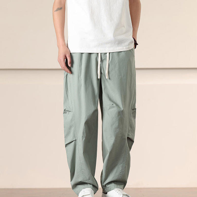 Buddha Stones Lässige Vintage-Cargohose für Herren mit einfarbigem Kordelzug und Taschen - image 21