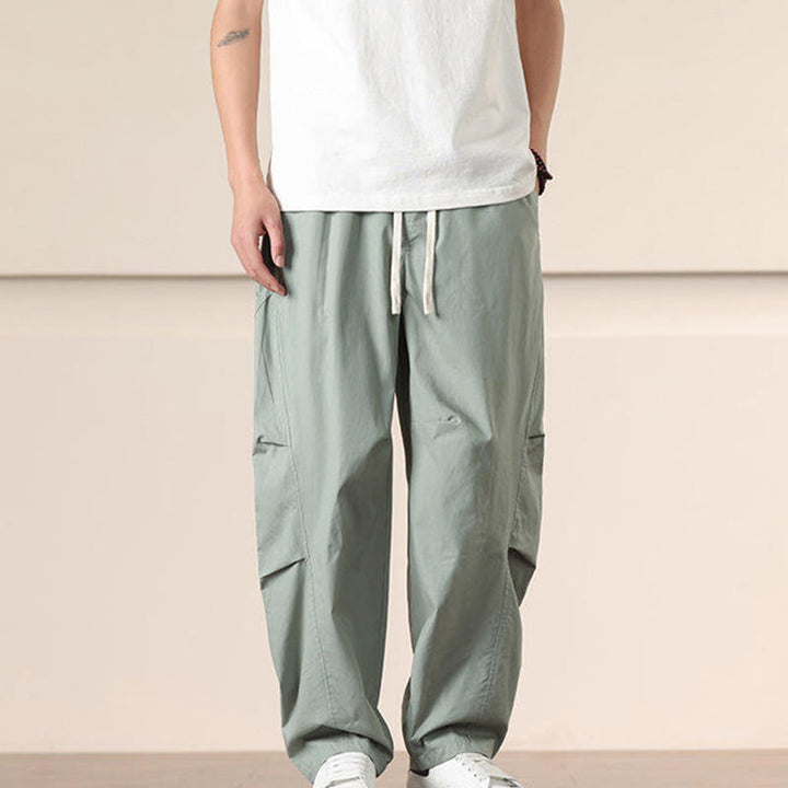 Buddha Stones Lässige Vintage-Cargohose für Herren mit einfarbigem Kordelzug und Taschen - image 21
