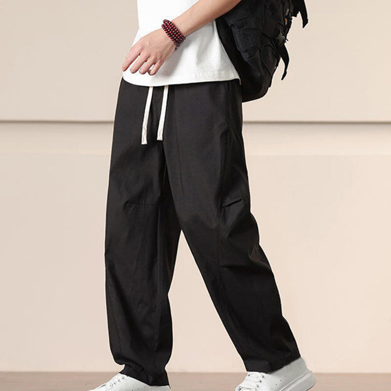 Buddha Stones Lässige Vintage-Cargohose für Herren mit einfarbigem Kordelzug und Taschen - image 13