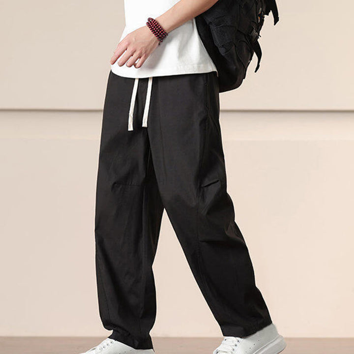 Buddha Stones Lässige Vintage-Cargohose für Herren mit einfarbigem Kordelzug und Taschen - image 13