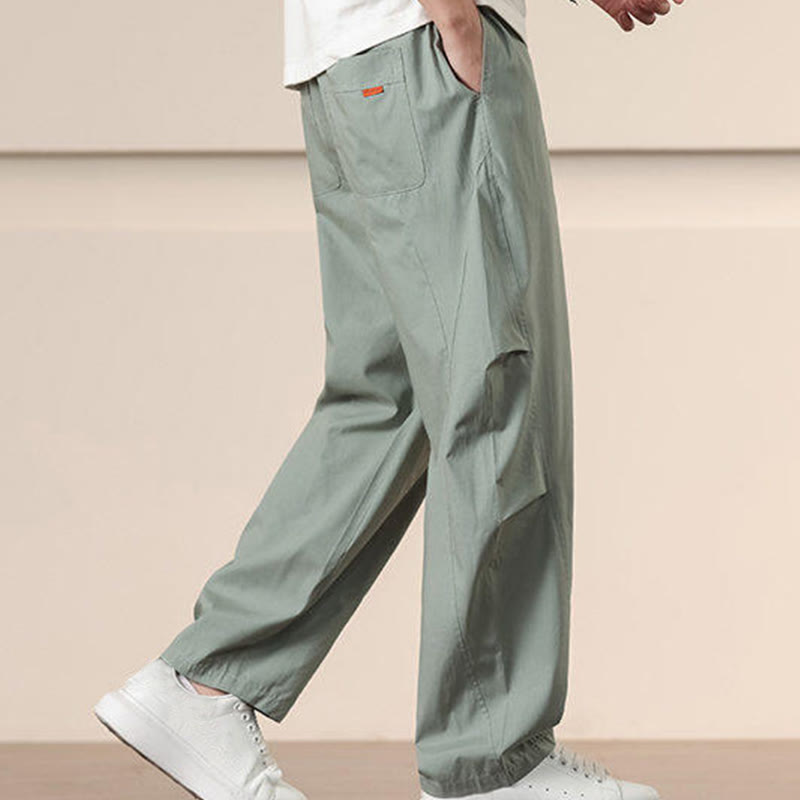 Buddha Stones Lässige Vintage-Cargohose für Herren mit einfarbigem Kordelzug und Taschen - image 22