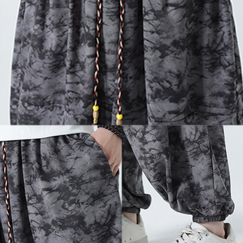 Buddha Stones Retro Lässiges Kordelzug-Design Blumenmuster Herren-Haremshose mit Taschen - image 21