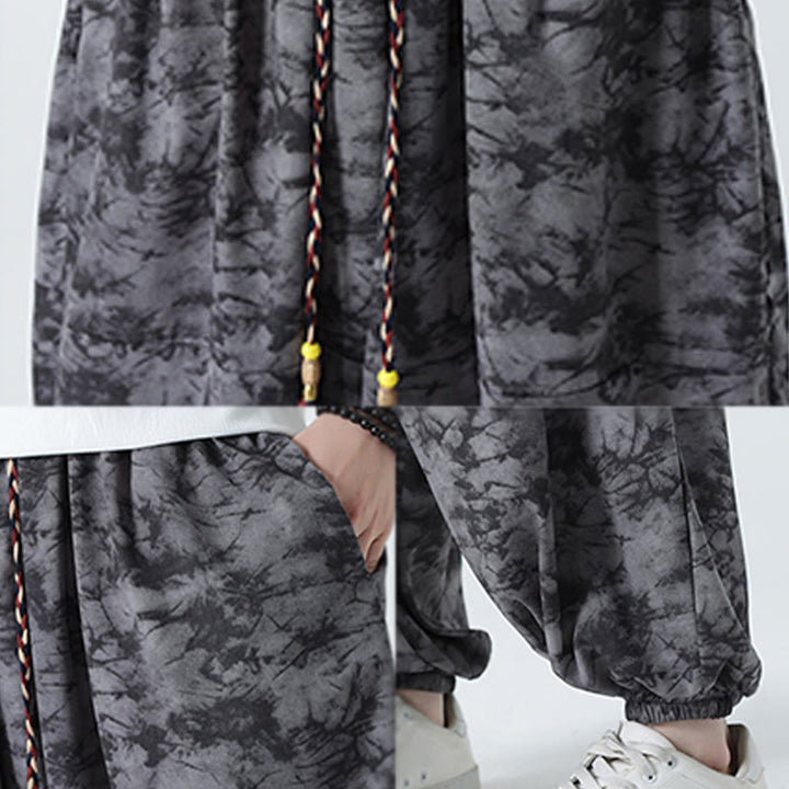 Buddha Stones Retro Lässiges Kordelzug-Design Blumenmuster Herren-Haremshose mit Taschen - image 21