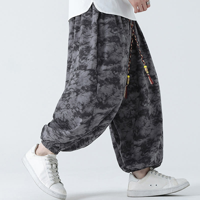 Buddha Stones Retro Lässiges Kordelzug-Design Blumenmuster Herren-Haremshose mit Taschen - image 17