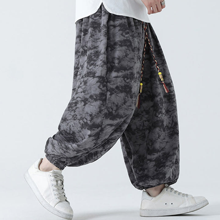 Buddha Stones Retro Lässiges Kordelzug-Design Blumenmuster Herren-Haremshose mit Taschen - image 17