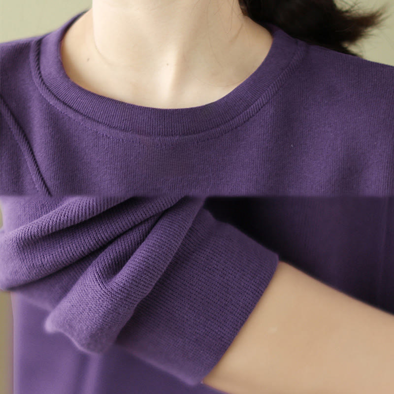 Buddha Stones Fall Plain Button Rundhalsausschnitt Baumwolle Pullover Damen Sweatshirt  - image 19