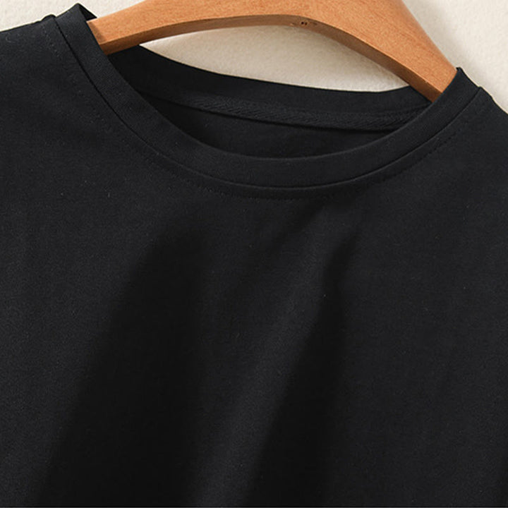 Buddha Stones Lässiges Damen-Langarm-T-Shirt aus reiner Baumwolle und Leinen mit unregelmäßigem Saum - image 9