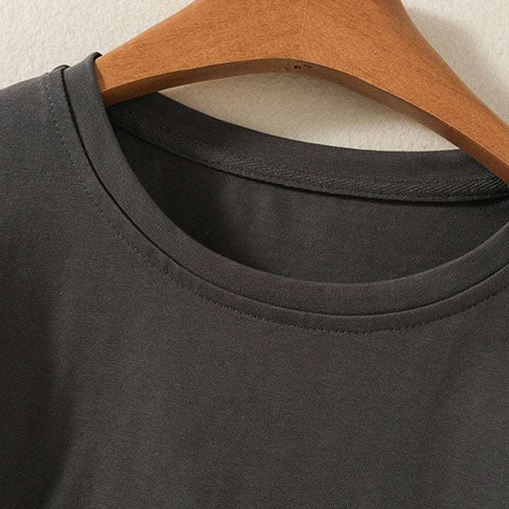Buddha Stones Lässiges Damen-Langarm-T-Shirt aus reiner Baumwolle und Leinen mit unregelmäßigem Saum - image 15