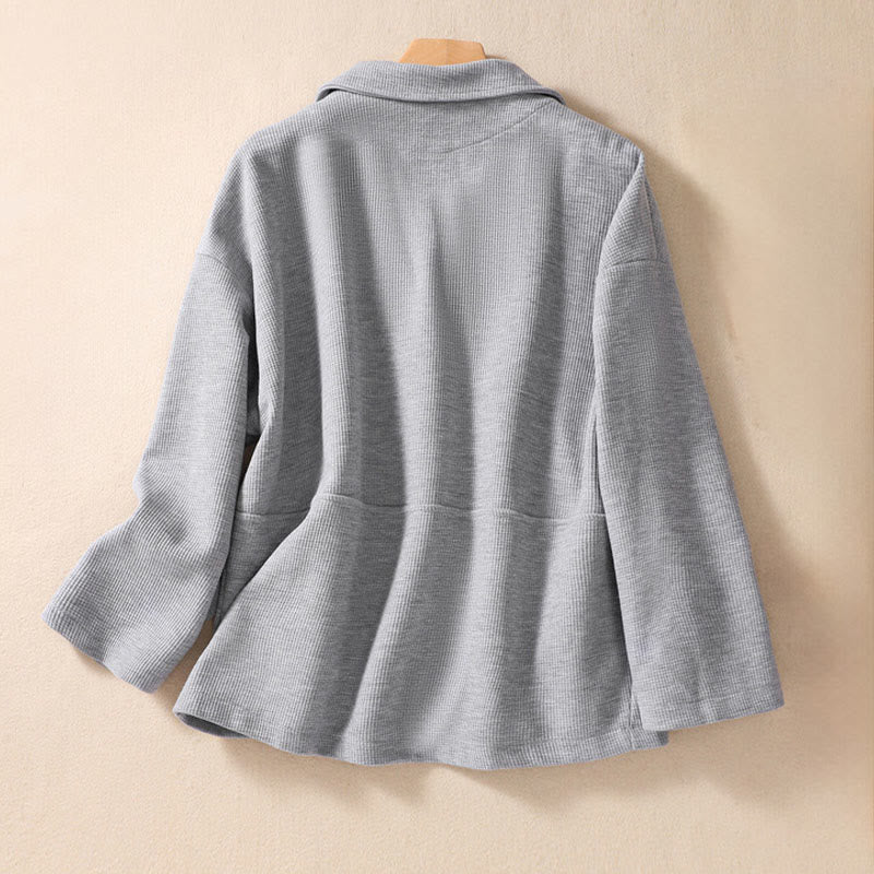 Buddha Stones Damen-Baumwolljacke mit schlichtem Revers und Taschen - image 12