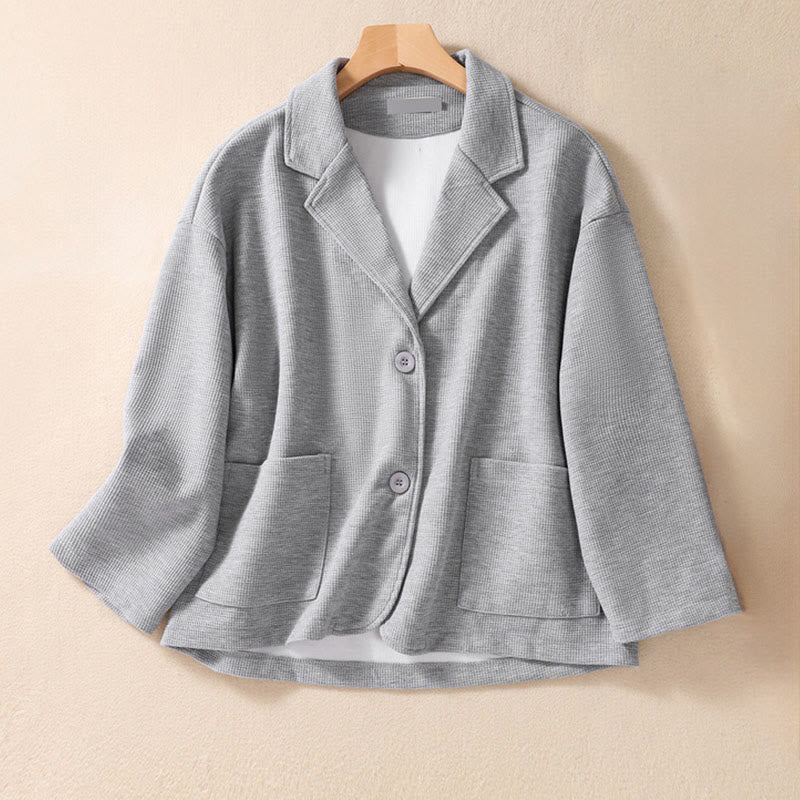 Buddha Stones Damen-Baumwolljacke mit schlichtem Revers und Taschen - Silber - US12， UK/AU16，EU44 (XL) - image 11