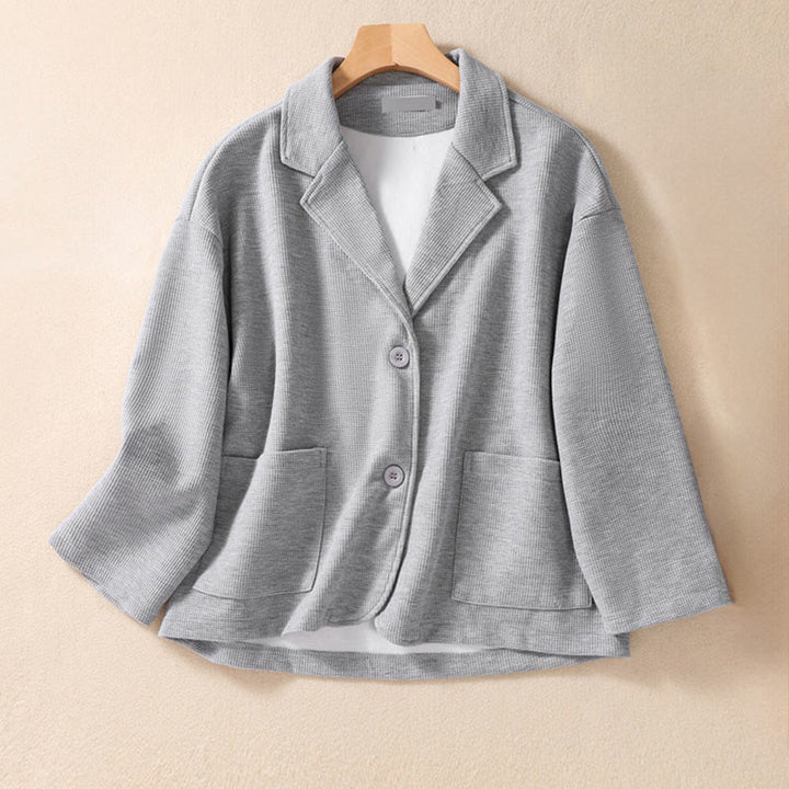 Buddha Stones Damen-Baumwolljacke mit schlichtem Revers und Taschen - Silber - US12， UK/AU16，EU44 (XL) - image 11