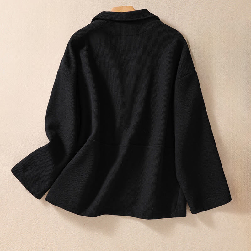 Buddha Stones Damen-Baumwolljacke mit schlichtem Revers und Taschen - image 23