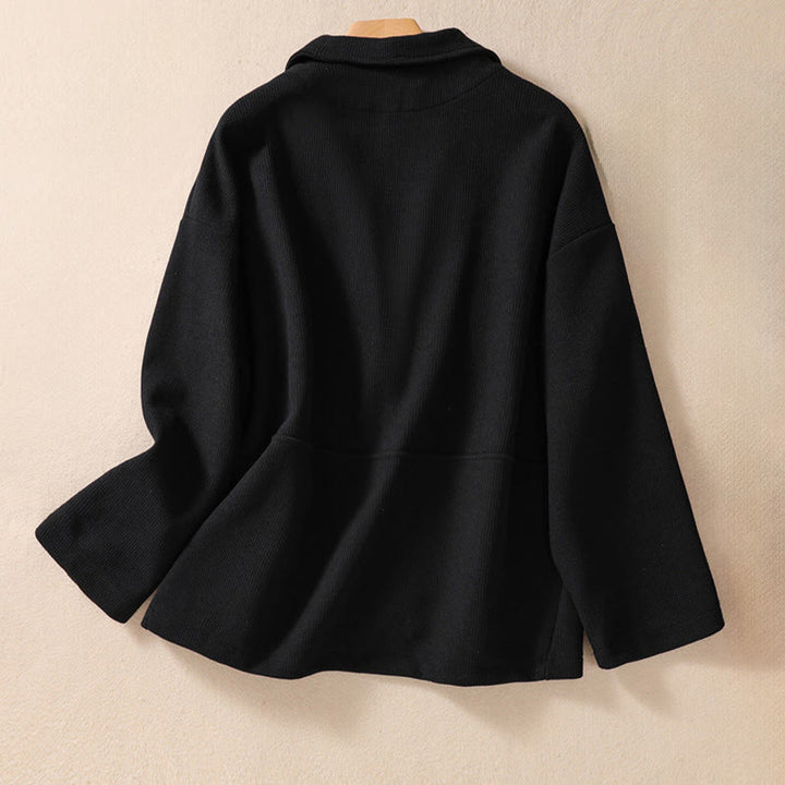 Buddha Stones Damen-Baumwolljacke mit schlichtem Revers und Taschen - image 23