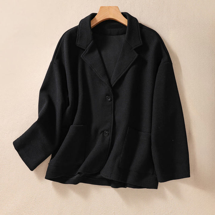 Buddha Stones Damen-Baumwolljacke mit schlichtem Revers und Taschen - Schwarz - US12， UK/AU16，EU44 (XL) - image 22