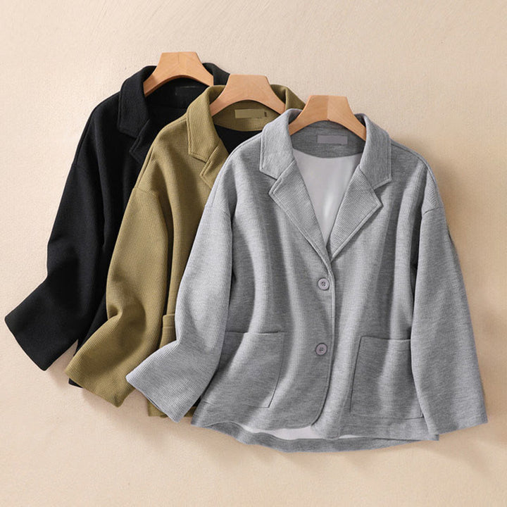 Buddha Stones Damen-Baumwolljacke mit schlichtem Revers und Taschen - image 32