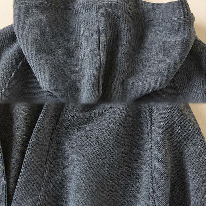 Buddha Stones Plain Buttons Damen Baumwoll-Kapuzenjacke mit Taschen - image 7