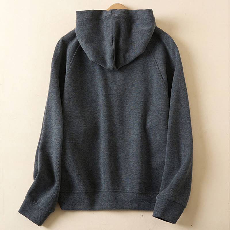 Buddha Stones Plain Buttons Damen Baumwoll-Kapuzenjacke mit Taschen - image 1