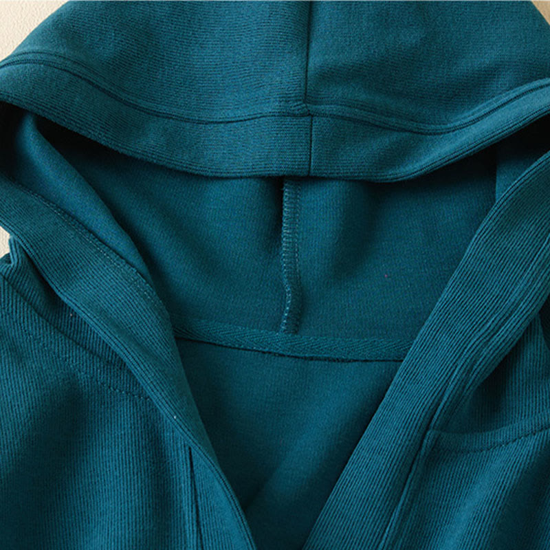 Buddha Stones Plain Buttons Damen Baumwoll-Kapuzenjacke mit Taschen - image 19
