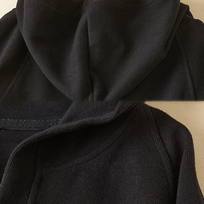 Buddha Stones Plain Buttons Damen Baumwoll-Kapuzenjacke mit Taschen - image 31