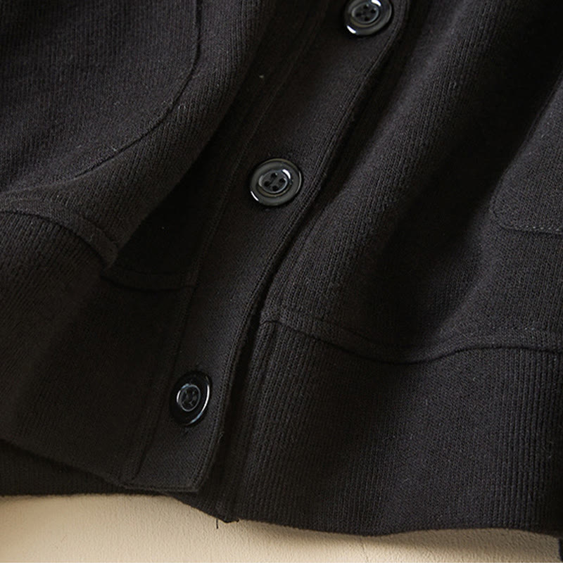 Buddha Stones Plain Buttons Damen Baumwoll-Kapuzenjacke mit Taschen - image 30