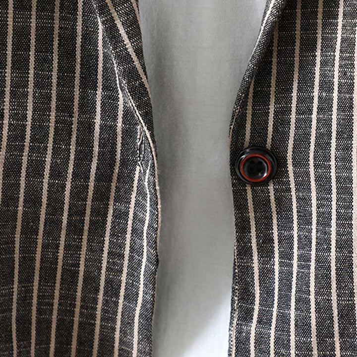 Buddha Stones Splicing Stripes Damen-Baumwoll-Leinen-Jacke mit Taschen - image 5