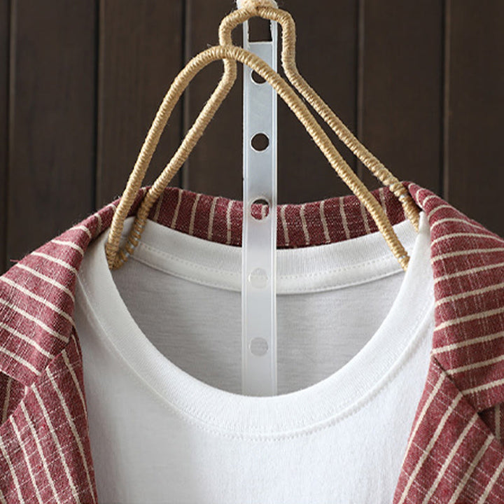 Buddha Stones Splicing Stripes Damen-Baumwoll-Leinen-Jacke mit Taschen - image 9